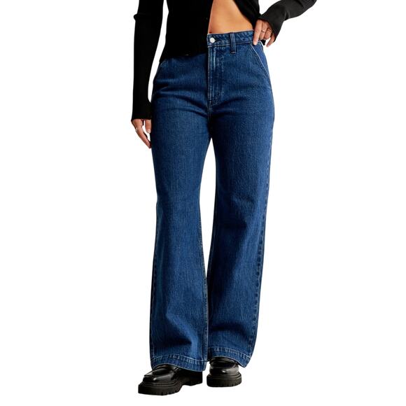 Abercrombie & Fitch High Rise Loose Jeans Size 32/14 Long NEW - Picture 1 of 9